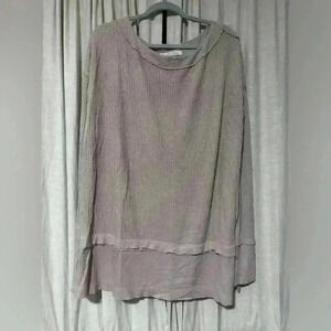 We The Free Oversized Waffle Knit Top Size Small Mauve Pink Cozy and Relaxed Fit